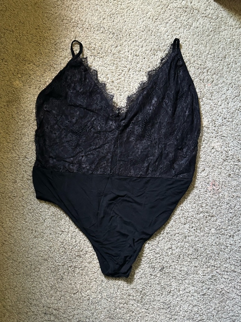 Blush Black Lace-Trim Bodysuit